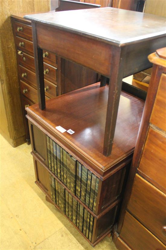 Mahogany revolving bookcase & books